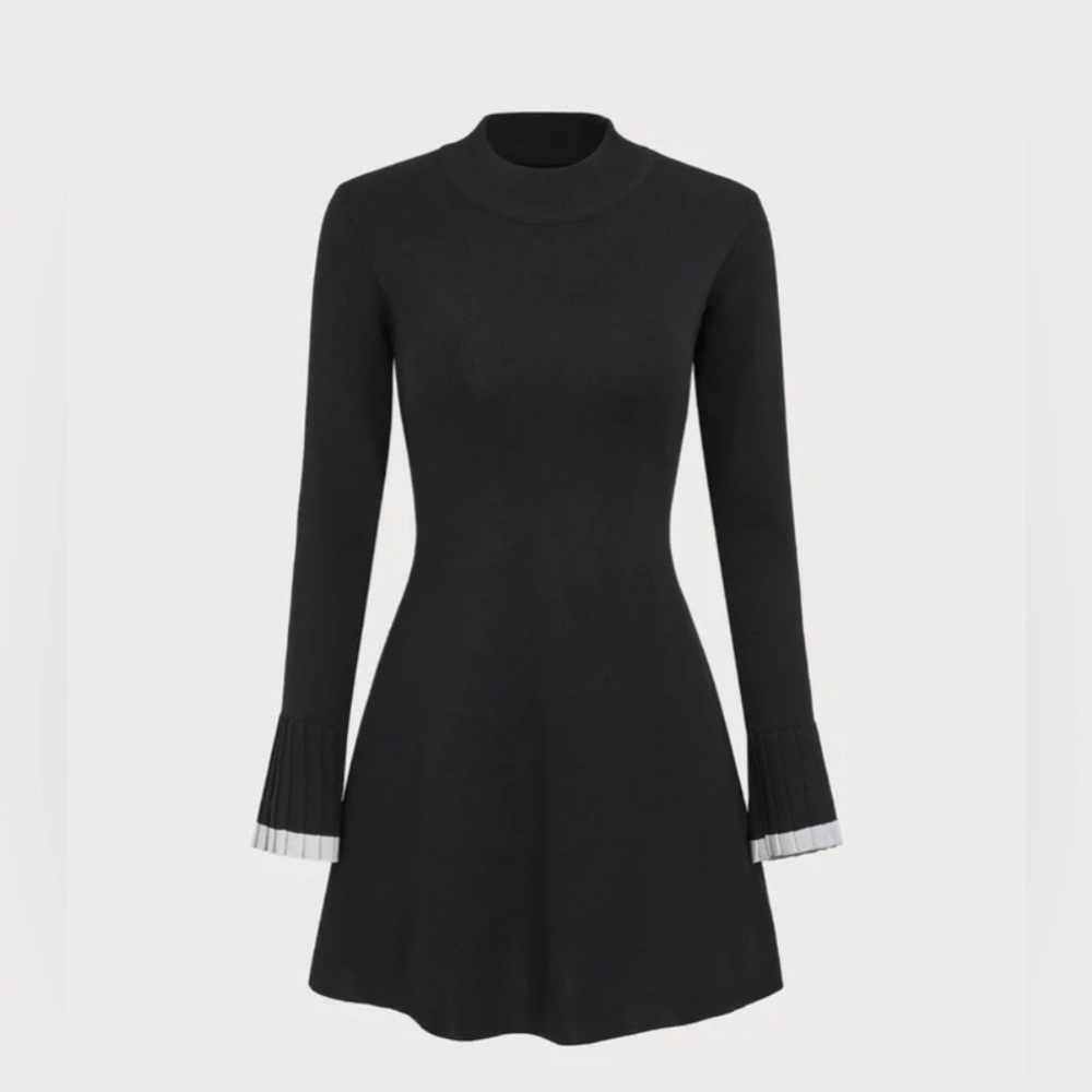 NWT RIHOAS Black Contrasting Long Sleeve Sweater Mini Dress - Picture 6 of 9